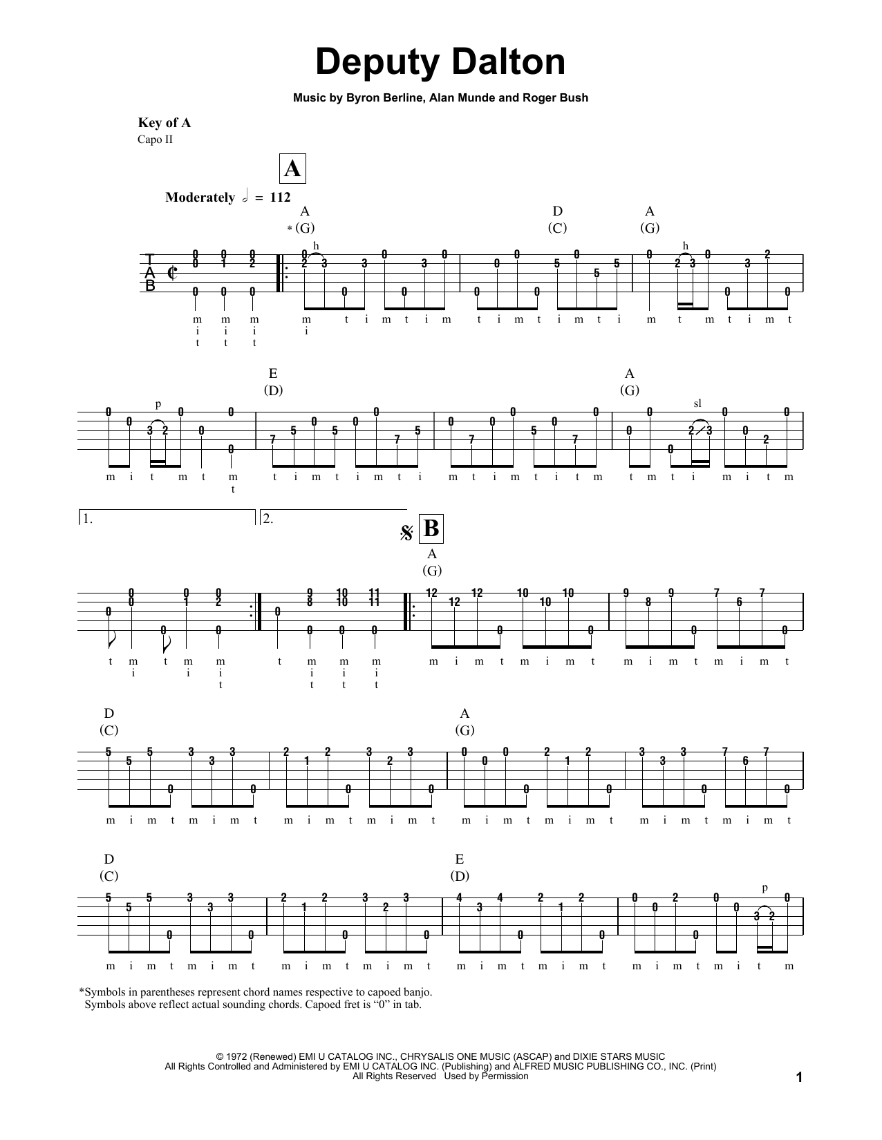Marco Zanzi Deputy Dalton Sheet Music Notes & Chords for Banjo - Download or Print PDF
