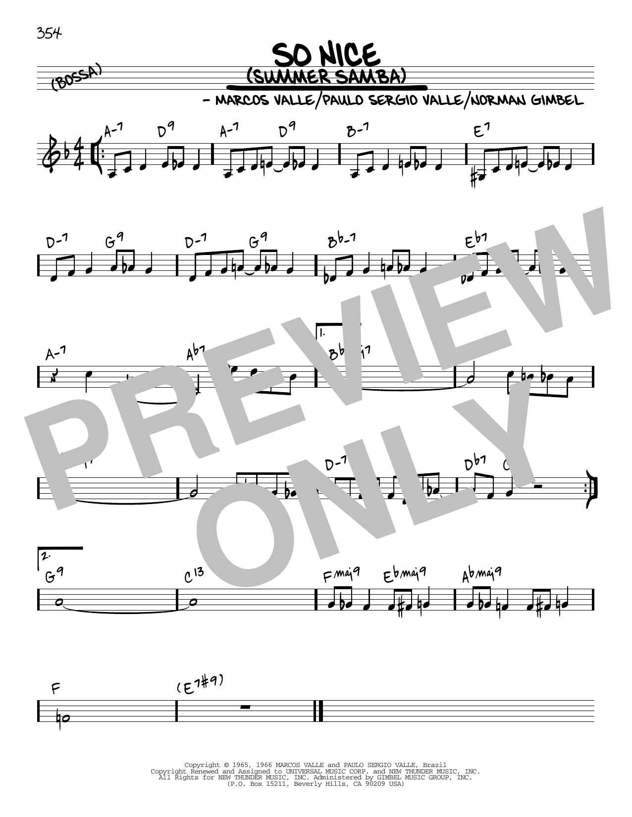 Marcos Valle So Nice (Summer Samba) [Reharmonized version] (arr. Jack Grassel) Sheet Music Notes & Chords for Real Book – Melody & Chords - Download or Print PDF