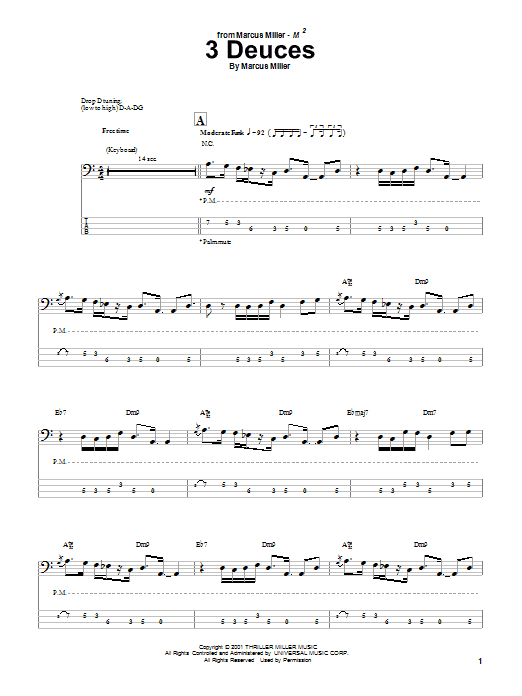 Marcus Miller 3 Deuces Sheet Music Notes & Chords for Bass Guitar Tab - Download or Print PDF