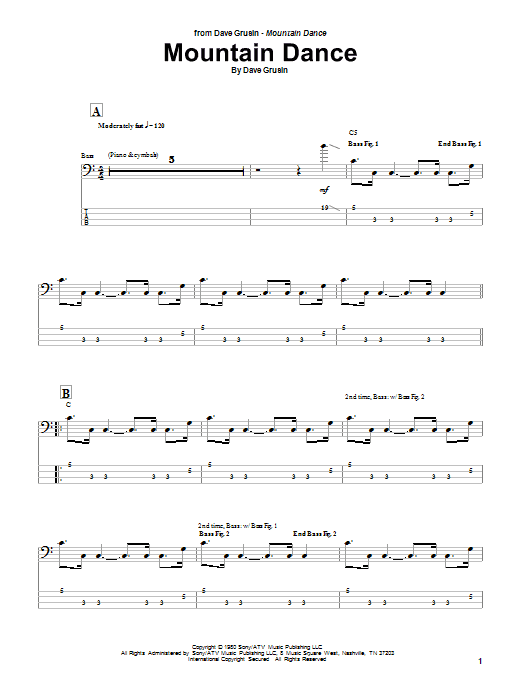 Marcus Miller Mountain Dance Sheet Music Notes & Chords for Bass Guitar Tab - Download or Print PDF