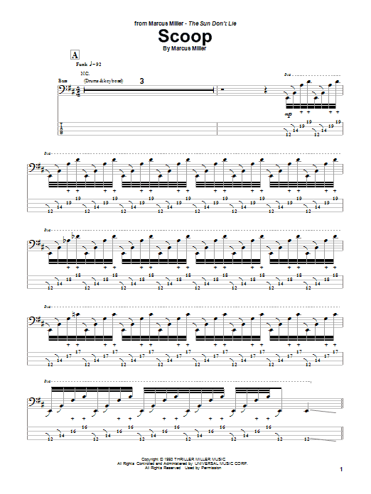Marcus Miller Scoop Sheet Music Notes & Chords for Bass Guitar Tab - Download or Print PDF