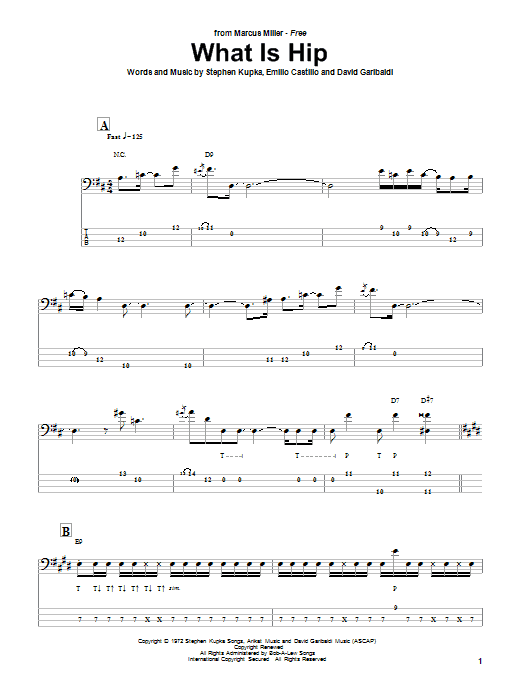 Marcus Miller What Is Hip Sheet Music Notes & Chords for Bass Guitar Tab - Download or Print PDF