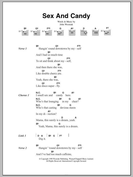 Marcy Playground Sex And Candy Sheet Music Notes & Chords for Guitar Tab - Download or Print PDF