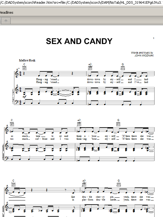Marcy Playground Sex And Candy Sheet Music Notes & Chords for Piano, Vocal & Guitar (Right-Hand Melody) - Download or Print PDF