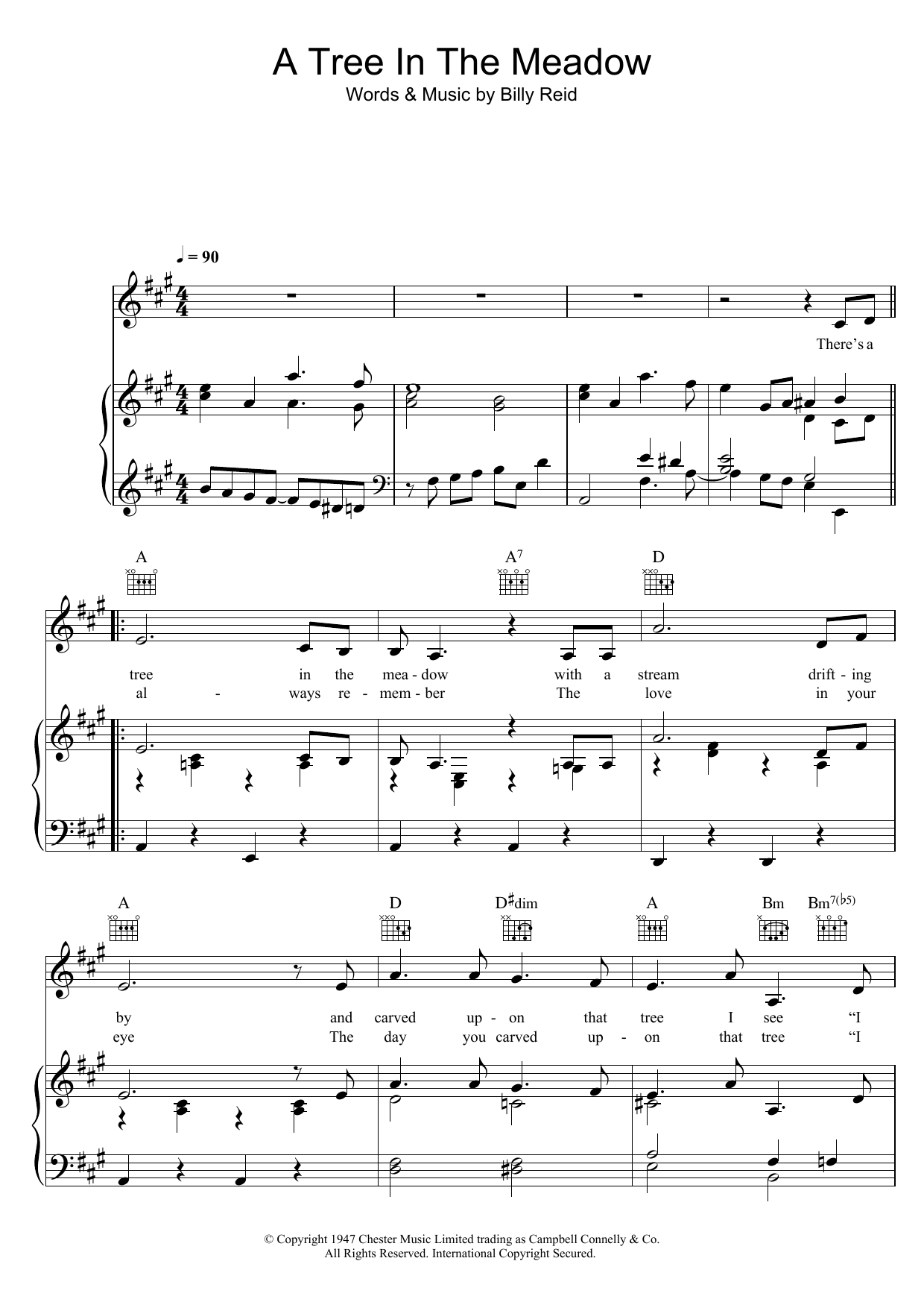 Margaret Whiting A Tree In The Meadow Sheet Music Notes & Chords for Piano, Vocal & Guitar (Right-Hand Melody) - Download or Print PDF