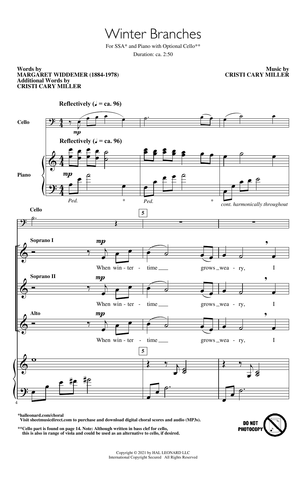 Margaret Widdemer and Cristi Cary Miller Winter Branches Sheet Music Notes & Chords for SSA Choir - Download or Print PDF