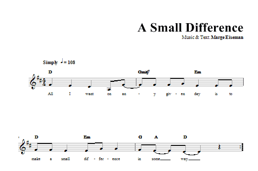 Marge Eiseman A Small Difference Sheet Music Notes & Chords for Melody Line, Lyrics & Chords - Download or Print PDF