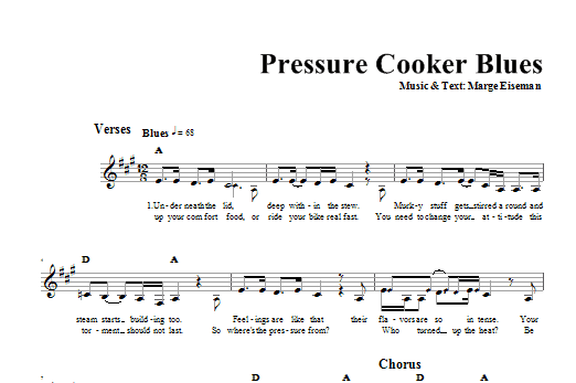 Marge Eiseman Pressure Cooker Blues Sheet Music Notes & Chords for Melody Line, Lyrics & Chords - Download or Print PDF