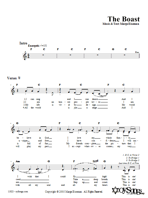 Marge Eiseman The Boast Sheet Music Notes & Chords for Melody Line, Lyrics & Chords - Download or Print PDF