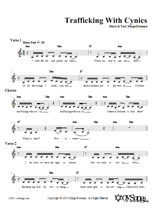 Marge Eiseman Trafficking With Cynics Sheet Music Notes & Chords for Melody Line, Lyrics & Chords - Download or Print PDF