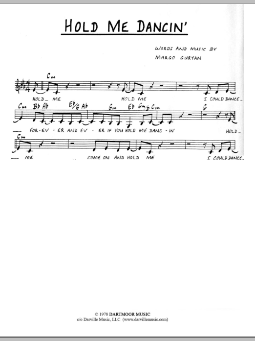 Margo Guryan Hold Me Dancin' Sheet Music Notes & Chords for Lead Sheet / Fake Book - Download or Print PDF
