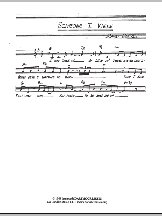 Margo Guryan Someone I Know Sheet Music Notes & Chords for Lead Sheet / Fake Book - Download or Print PDF