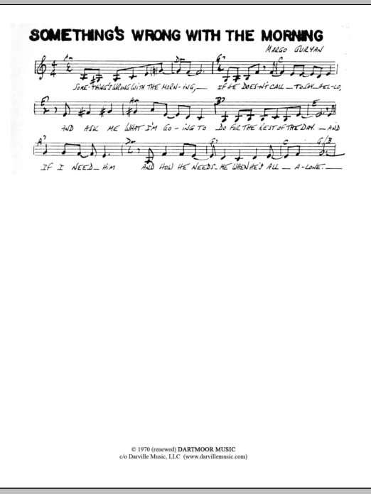 Margo Guryan Something's Wrong With The Morning Sheet Music Notes & Chords for Lead Sheet / Fake Book - Download or Print PDF