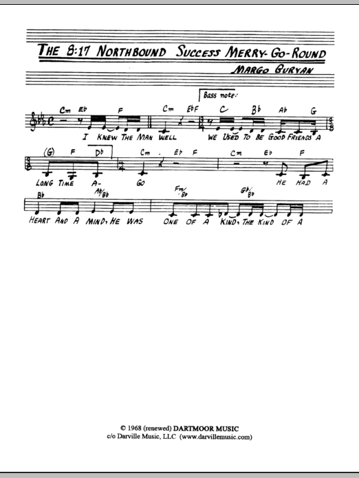 Margo Guryan The 8:17 Northbound Success Merry-Go-Round Sheet Music Notes & Chords for Lead Sheet / Fake Book - Download or Print PDF