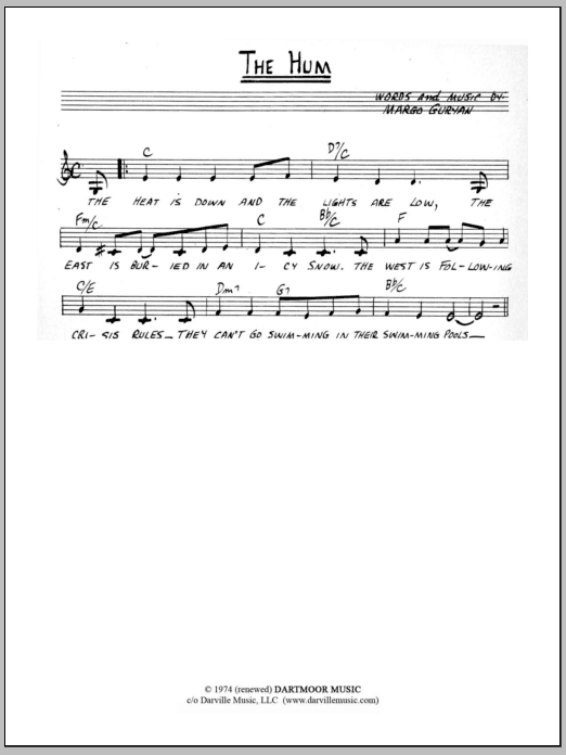 Margo Guryan The Hum Sheet Music Notes & Chords for Lead Sheet / Fake Book - Download or Print PDF