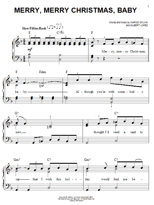 Margo Sylvia Merry, Merry Christmas, Baby Sheet Music Notes & Chords for Easy Guitar - Download or Print PDF Margo Sylvia Merry, Merry Christmas, Baby Sheet Music Notes & Chords for Easy Guitar - Download or Print PDF