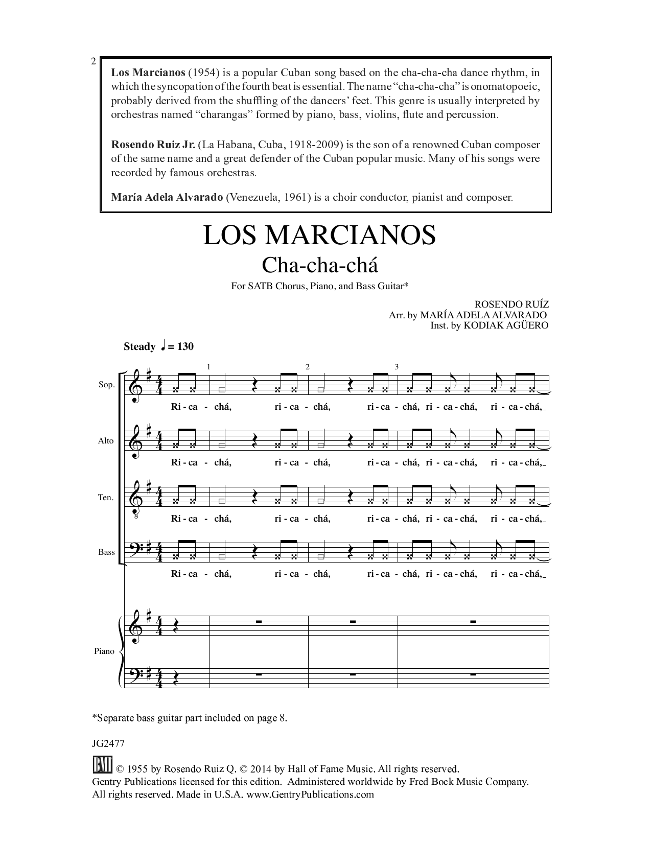 Maria Adela Alvarado Los Marcianos Sheet Music Notes & Chords for Choral - Download or Print PDF