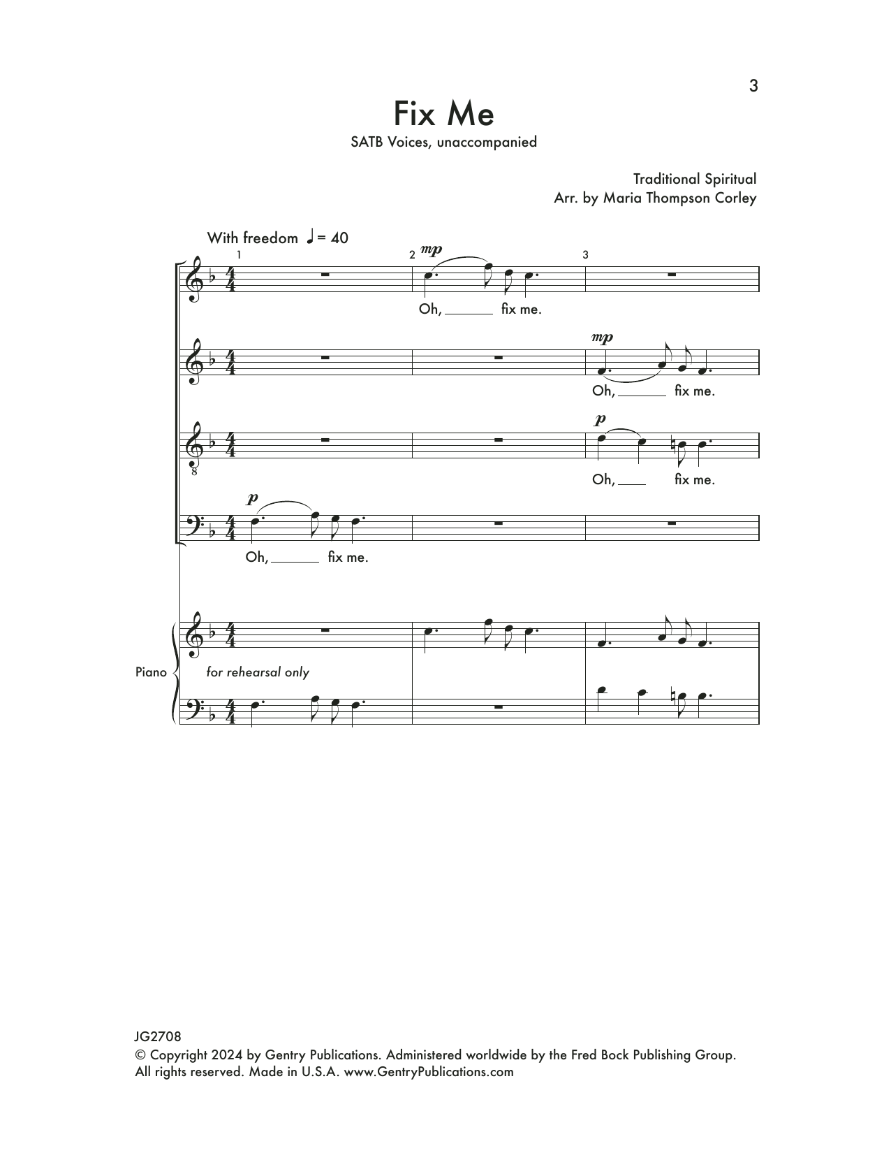 Maria Corley Fix Me Sheet Music Notes & Chords for SATB Choir - Download or Print PDF