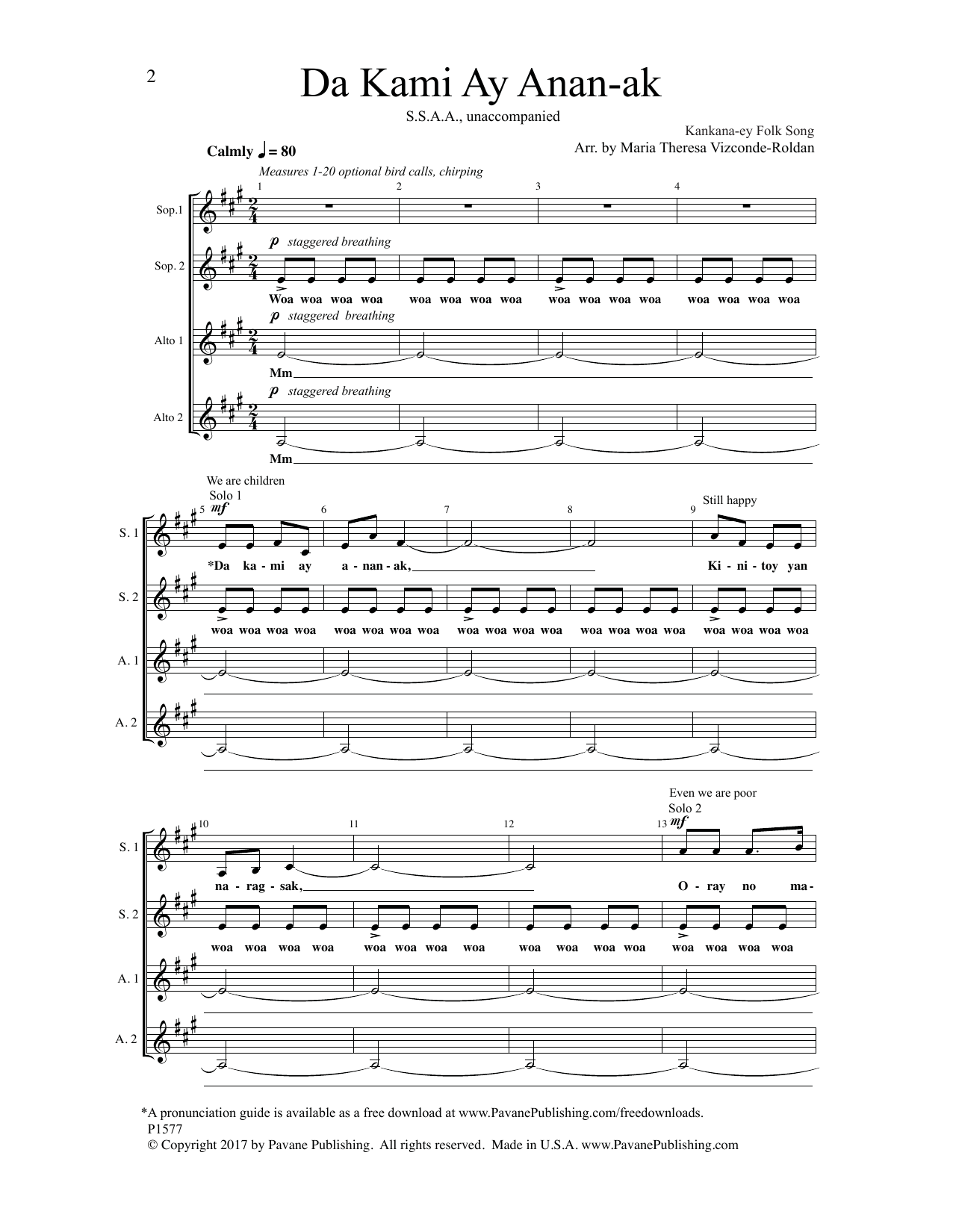 Maria Theresa Vizconde-Roldan Da Kami Ay Anan-Ak Sheet Music Notes & Chords for Choral - Download or Print PDF