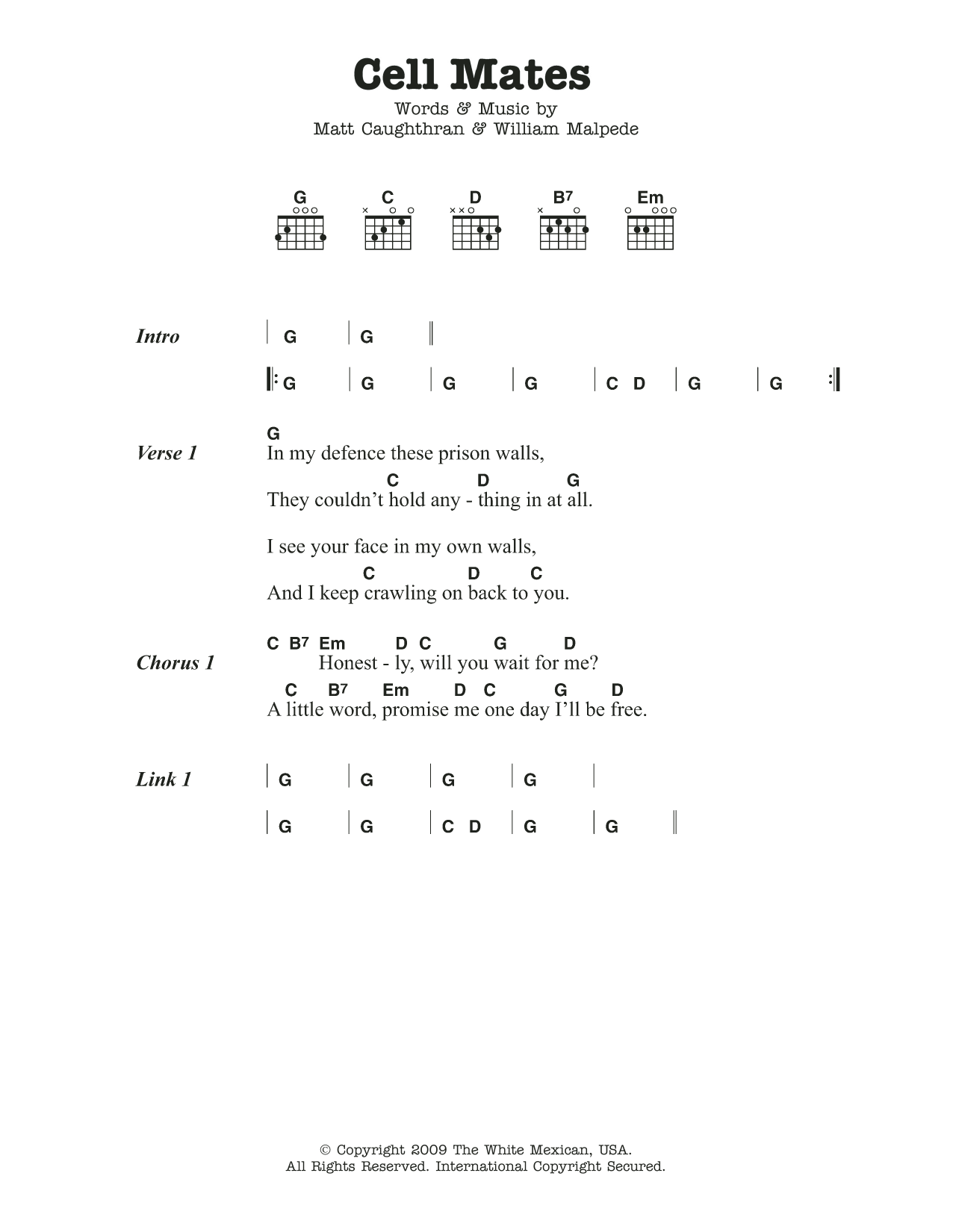 Mariachi El Bronx Cell Mates Sheet Music Notes & Chords for Lyrics & Chords - Download or Print PDF