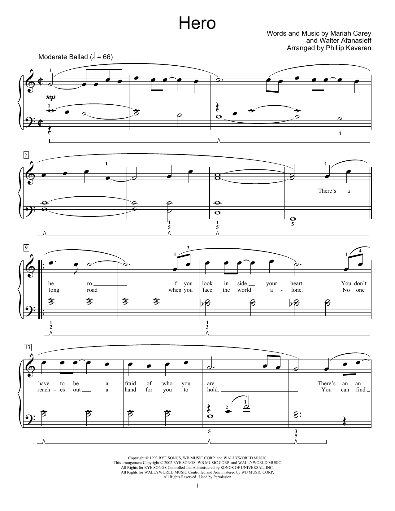 Mariah Carey Hero (arr. Phillip Keveren) Sheet Music Notes & Chords for Educational Piano - Download or Print PDF