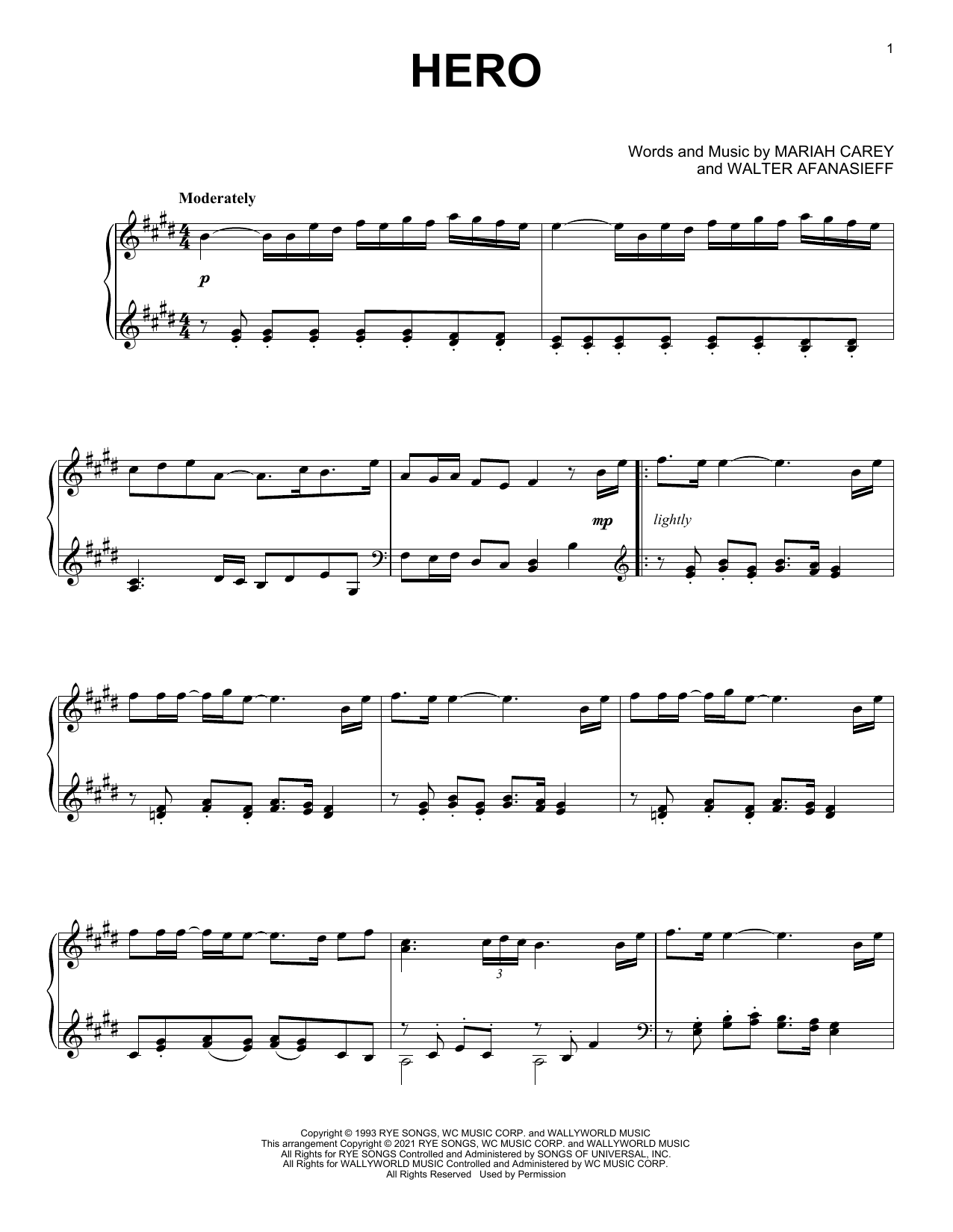 Mariah Carey Hero [Classical version] Sheet Music Notes & Chords for Piano Solo - Download or Print PDF