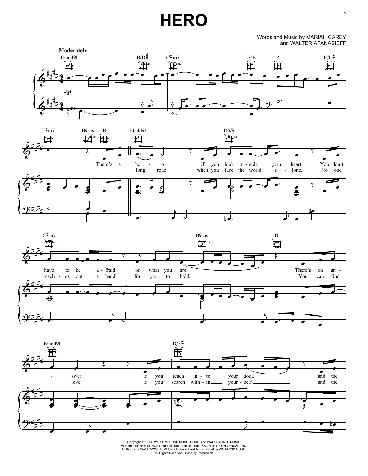 Mariah Carey Hero Sheet Music Notes & Chords for SATB - Download or Print PDF