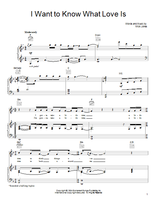 Mariah Carey I Want To Know What Love Is Sheet Music Notes & Chords for Piano, Vocal & Guitar (Right-Hand Melody) - Download or Print PDF