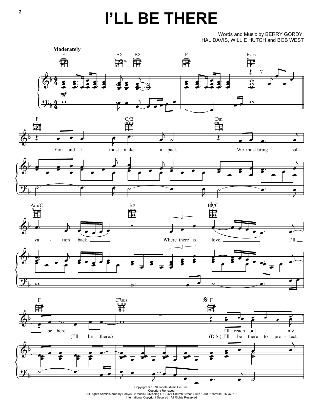 Mariah Carey I'll Be There Sheet Music Notes & Chords for Piano, Vocal & Guitar (Right-Hand Melody) - Download or Print PDF