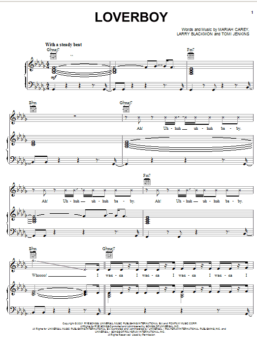 Mariah Carey Loverboy sheet music notes and chords. Download Printable PDF.
