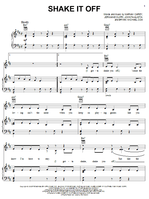 Mariah Carey Shake It Off Sheet Music Notes & Chords for Easy Piano - Download or Print PDF