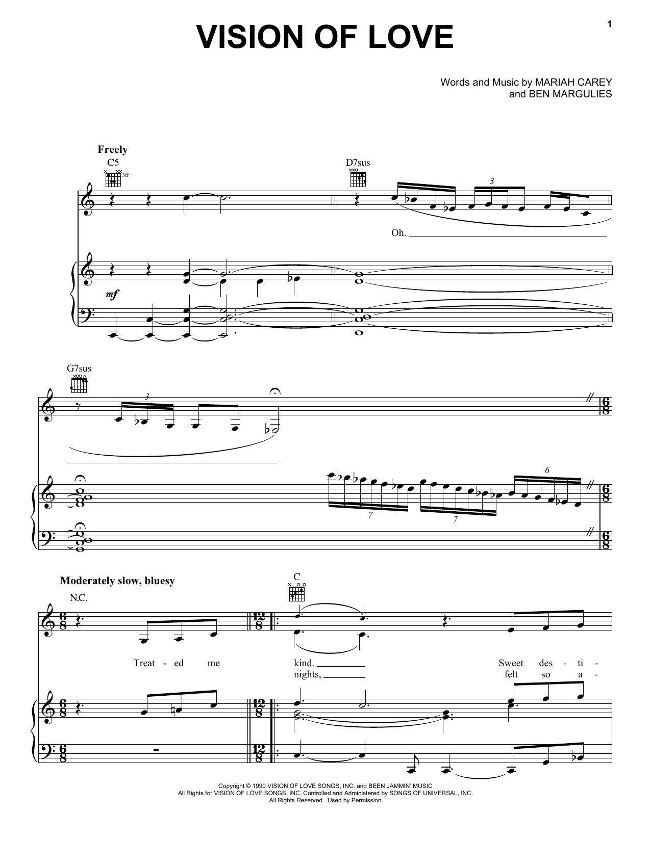 Mariah Carey Vision Of Love Sheet Music Notes & Chords for Lyrics & Chords - Download or Print PDF
