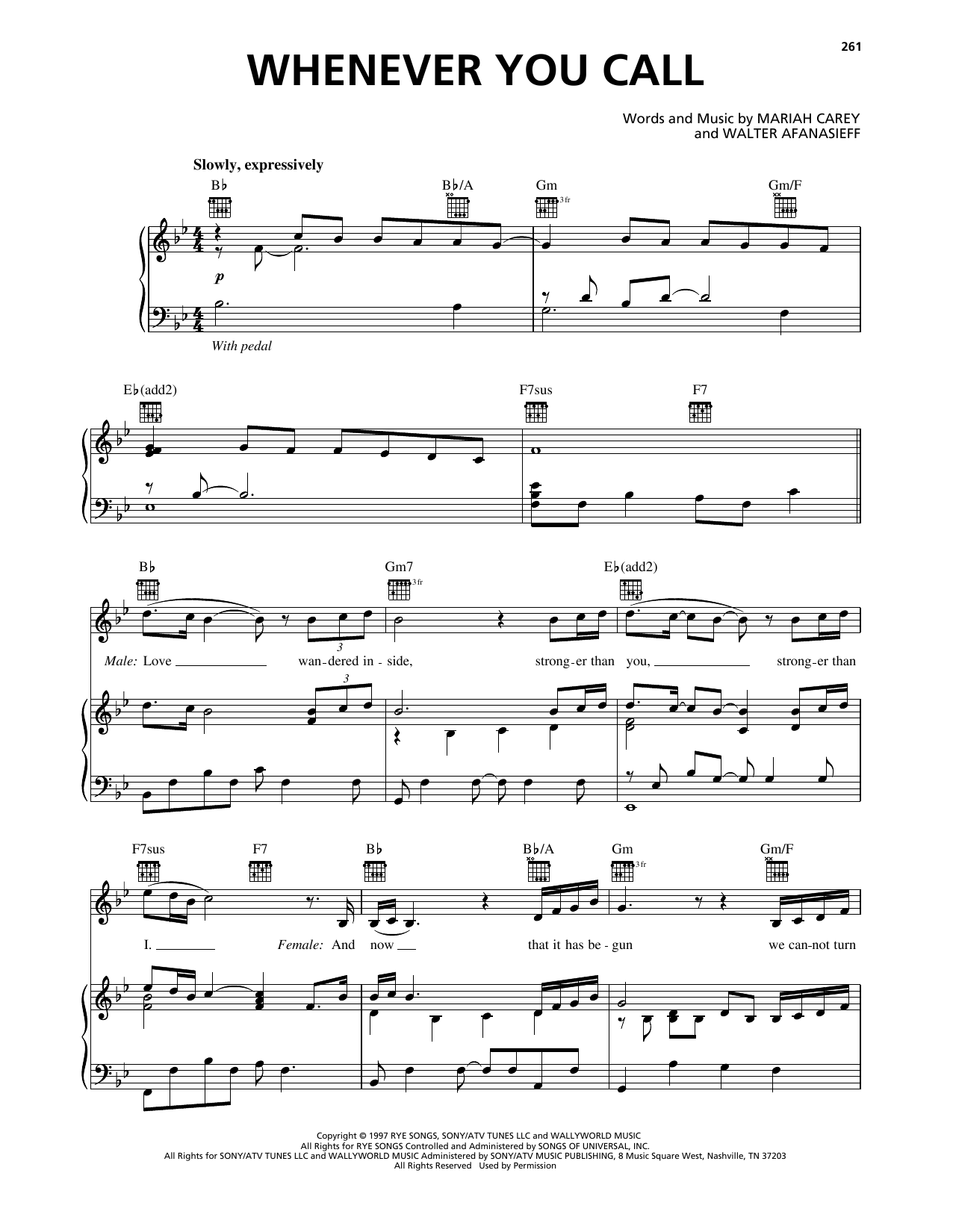 Mariah Carey Whenever You Call Sheet Music Notes & Chords for Piano, Vocal & Guitar Chords (Right-Hand Melody) - Download or Print PDF
