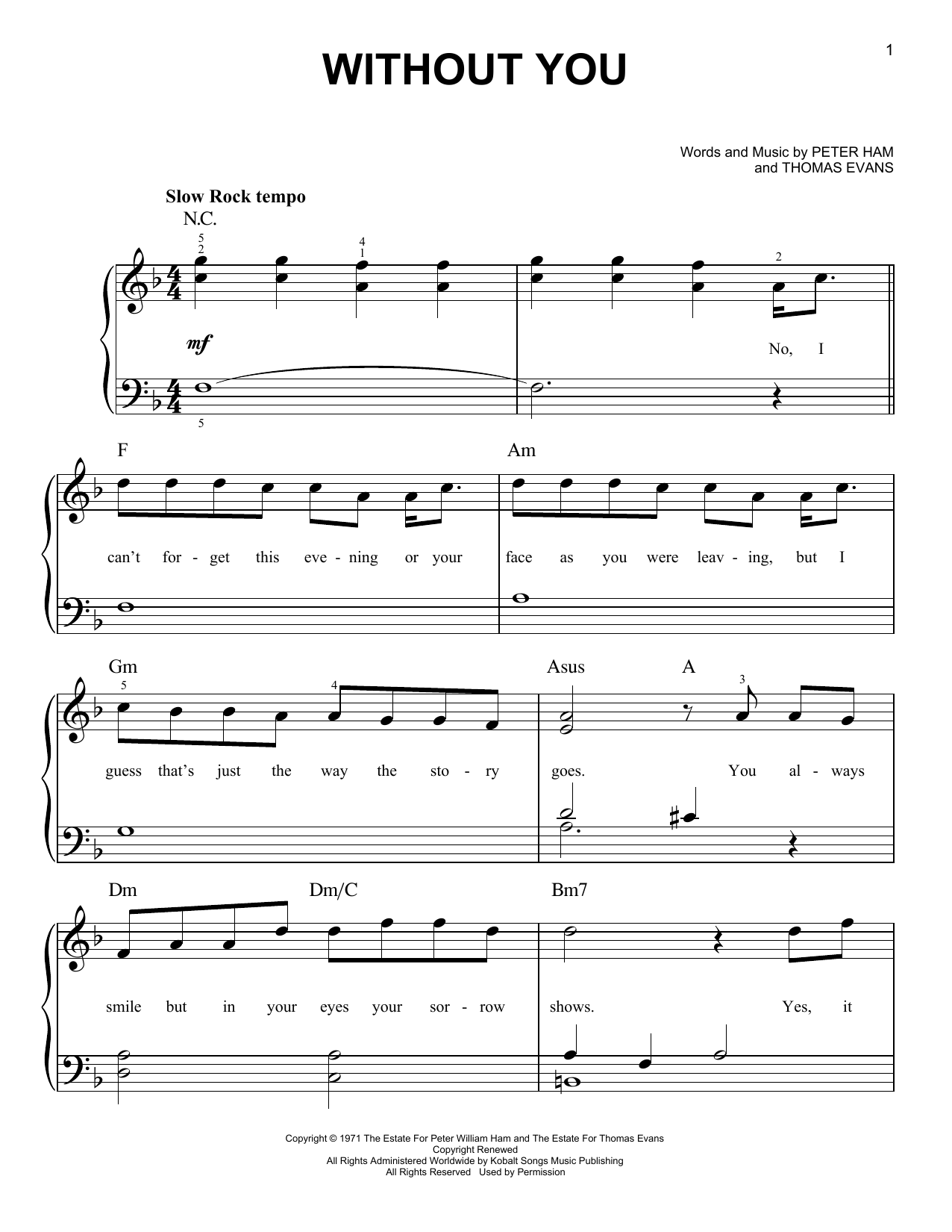 Mariah Carey Without You Sheet Music Notes & Chords for Piano & Vocal - Download or Print PDF