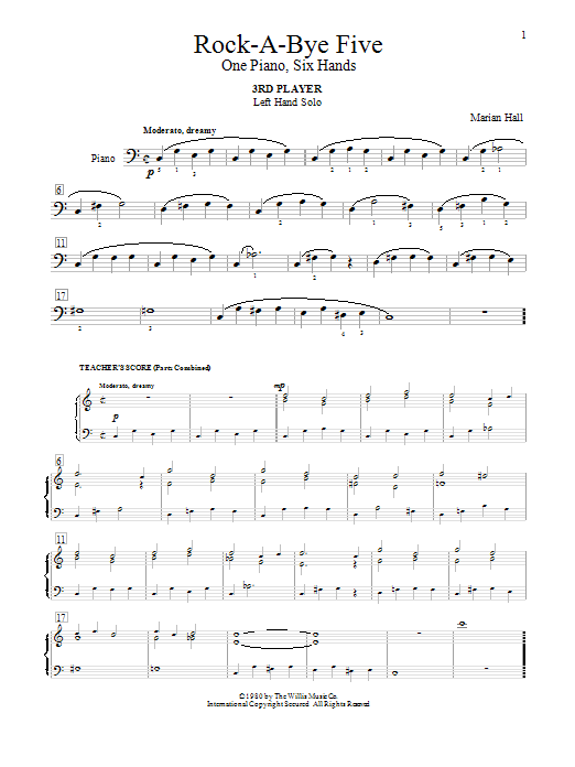 Marian Hall Rock-A-Bye Five Sheet Music Notes & Chords for Piano Duet - Download or Print PDF