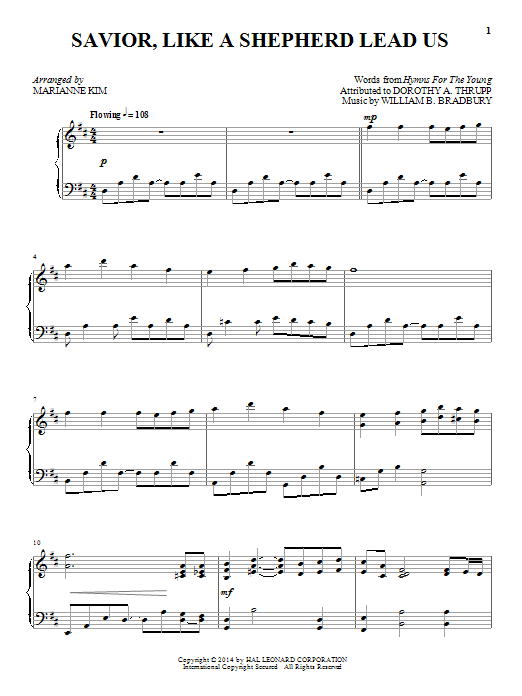 Marianne Kim Savior, Like A Shepherd Lead Us Sheet Music Notes & Chords for Piano - Download or Print PDF