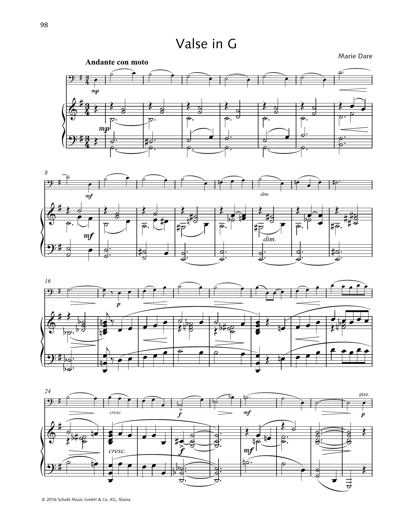 Marie Dare Valse in G Sheet Music Notes & Chords for String Solo - Download or Print PDF