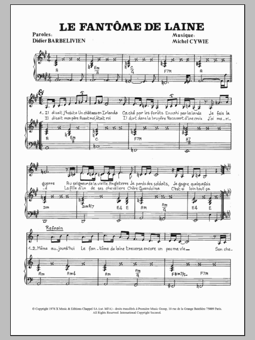 Marie-France Roussel Le Fantome De Laine Sheet Music Notes & Chords for Piano & Vocal - Download or Print PDF