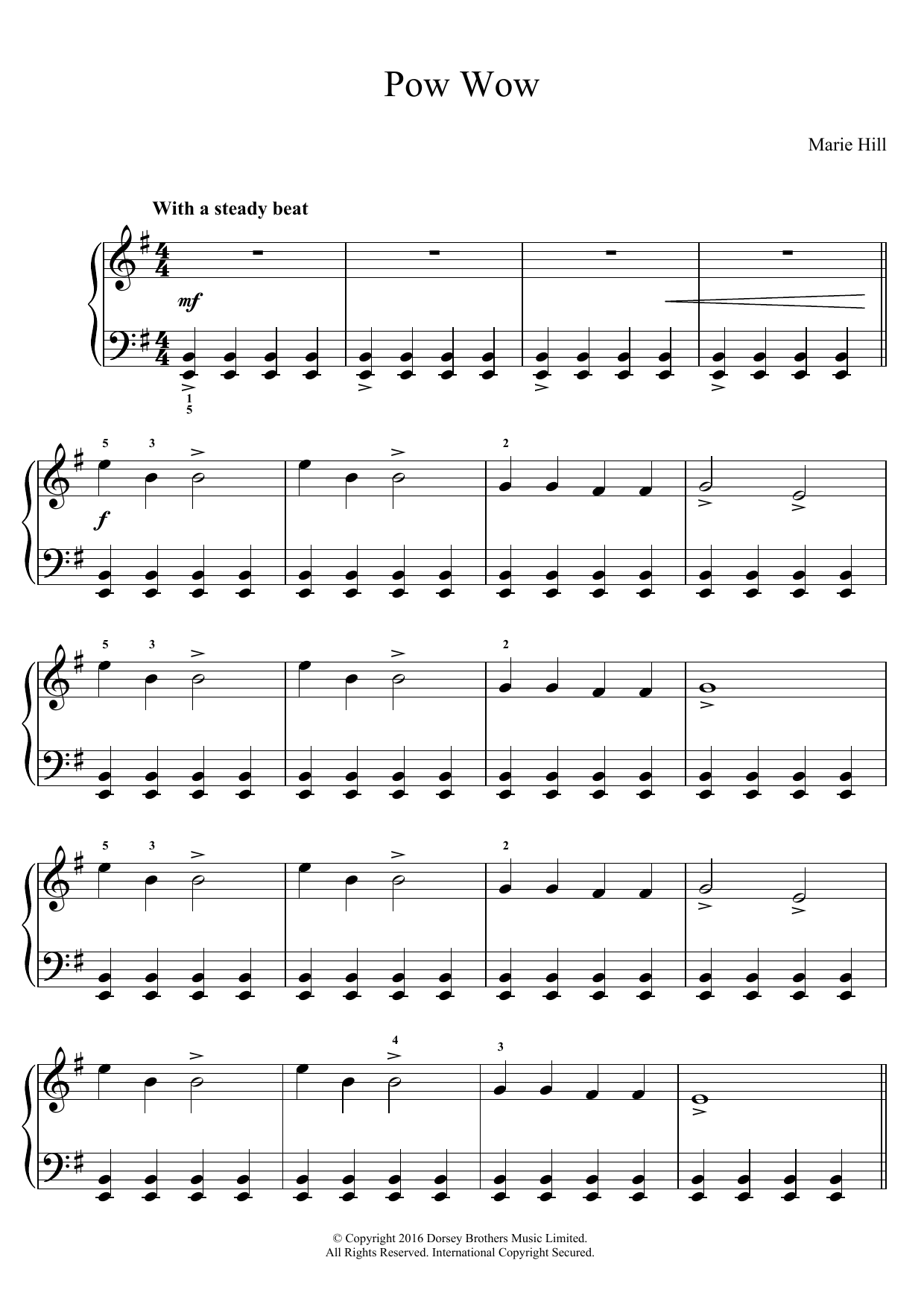 Marie Hill Pow Wow Sheet Music Notes & Chords for Easy Piano - Download or Print PDF