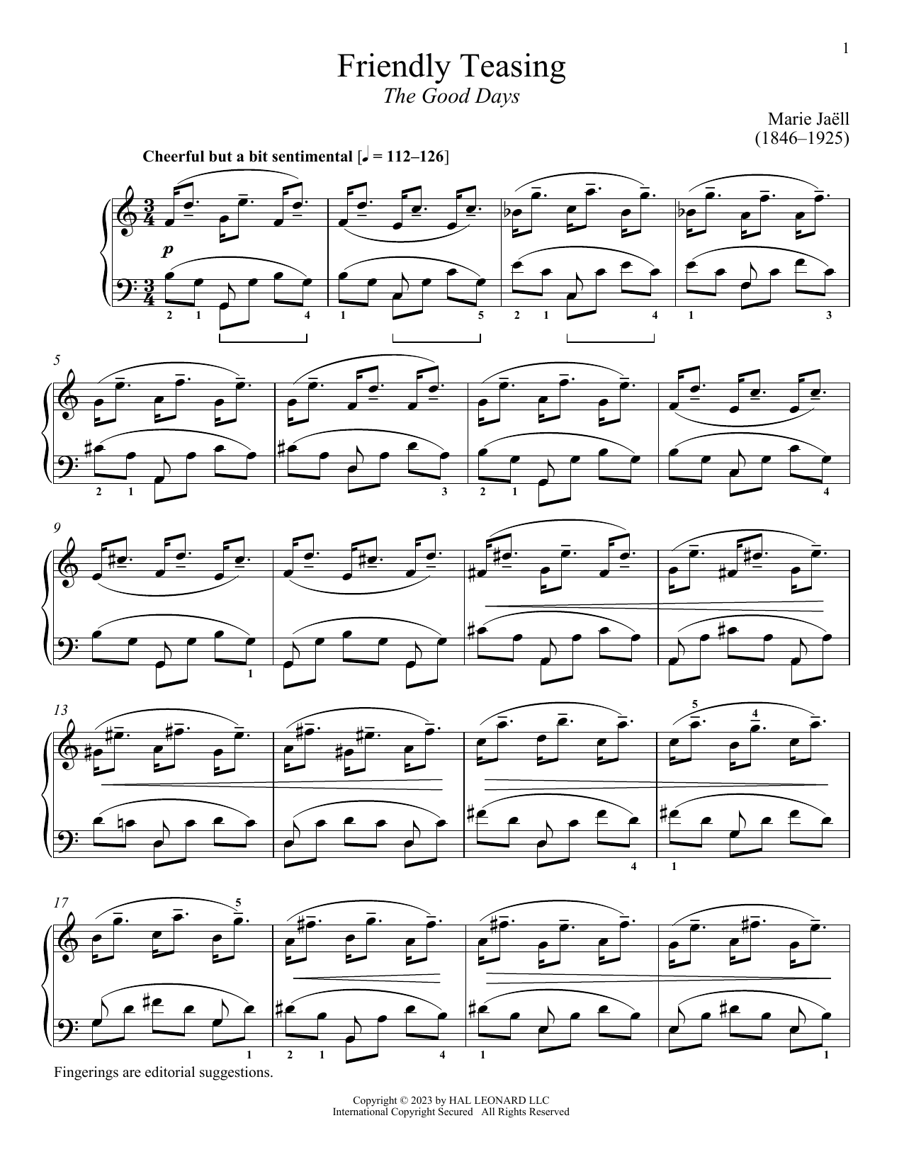 Marie Jaell Friendly Teasing Sheet Music Notes & Chords for Piano Solo - Download or Print PDF
