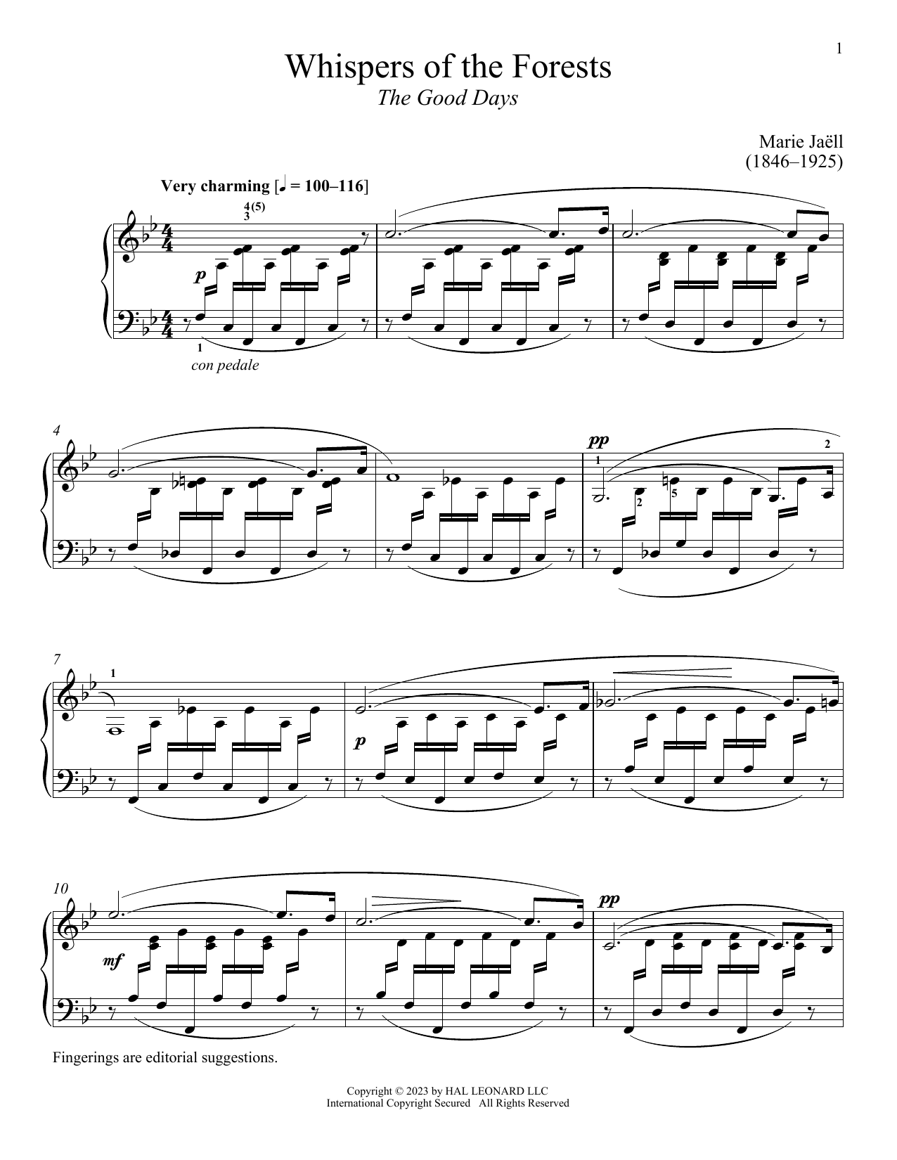 Marie Jaell Whisper of the Forest Sheet Music Notes & Chords for Piano Solo - Download or Print PDF