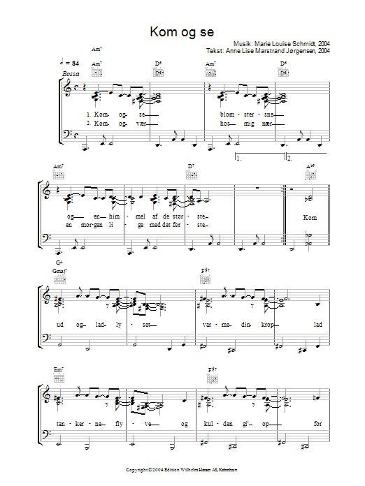 Marie Louise Schmidt Kom Og Se Sheet Music Notes & Chords for Piano, Vocal & Guitar (Right-Hand Melody) - Download or Print PDF