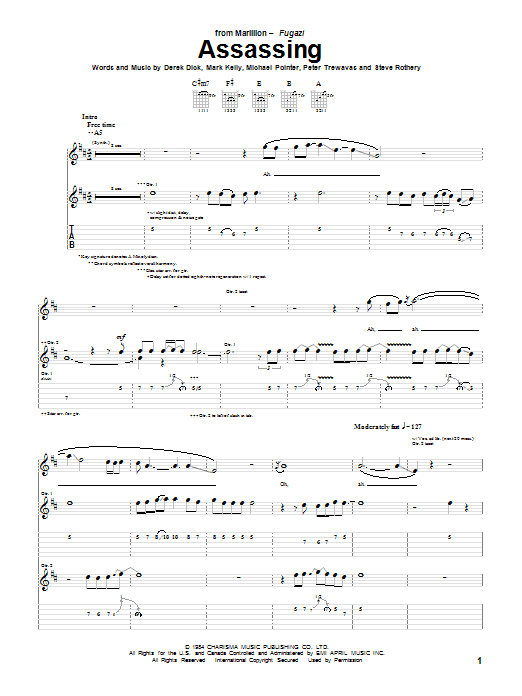 Marillion Assassing Sheet Music Notes & Chords for Guitar Tab - Download or Print PDF