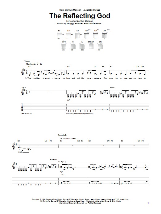 Marilyn Manson The Reflecting God Sheet Music Notes & Chords for Guitar Tab - Download or Print PDF Marilyn Manson The Reflecting God Sheet Music Notes & Chords for Guitar Tab - Download or Print PDF
