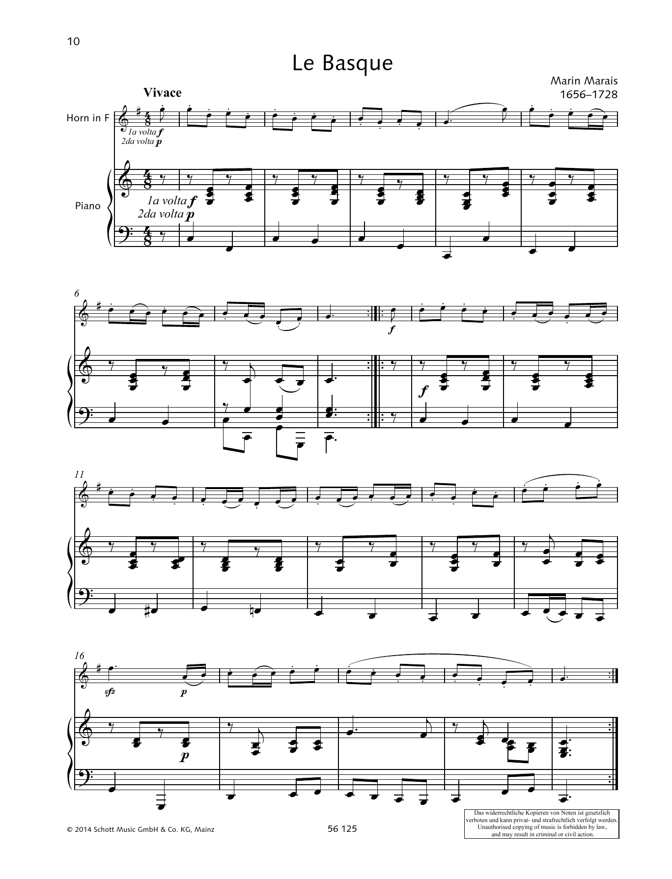 Marin Marais Le Basque Sheet Music Notes & Chords for Brass Solo - Download or Print PDF