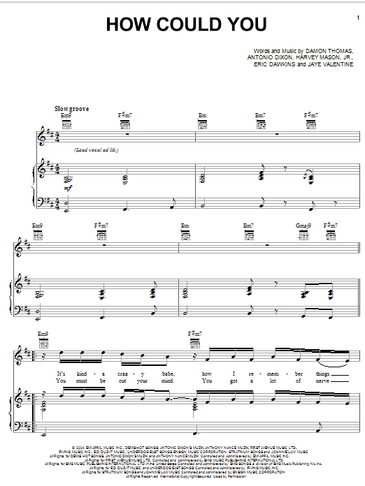 Mario How Could You Sheet Music Notes & Chords for Piano, Vocal & Guitar (Right-Hand Melody) - Download or Print PDF