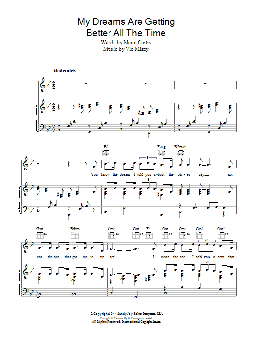 Marion Hutton My Dreams Are Getting Better All The Time Sheet Music Notes & Chords for Piano, Vocal & Guitar (Right-Hand Melody) - Download or Print PDF