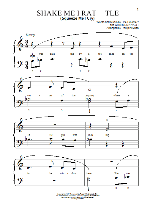 Marion Worth Shake Me I Rattle (Squeeze Me I Cry) Sheet Music Notes & Chords for Piano (Big Notes) - Download or Print PDF