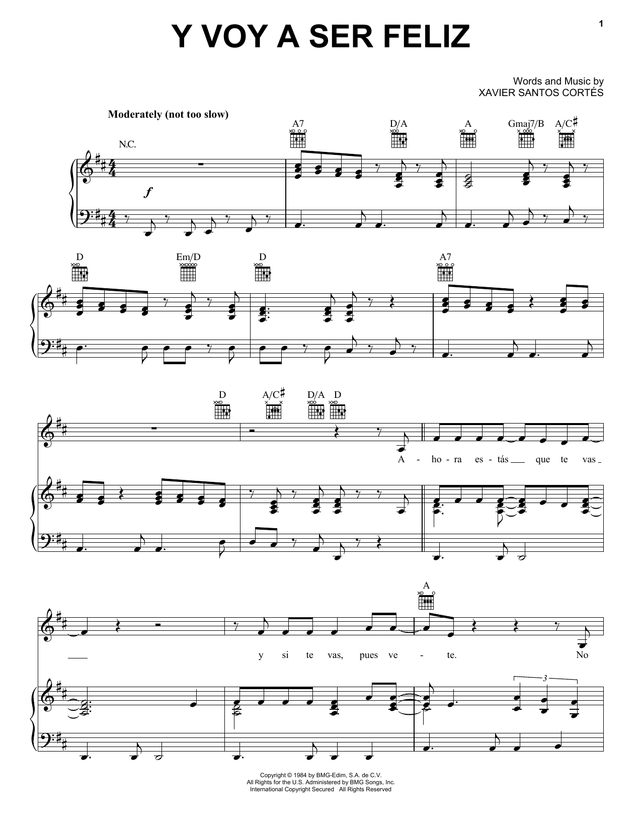 Marisela Y Voy A Ser Feliz Sheet Music Notes & Chords for Piano, Vocal & Guitar Chords (Right-Hand Melody) - Download or Print PDF