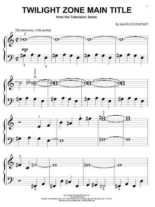 Marius Constant Twilight Zone Main Title Sheet Music Notes & Chords for Easy Guitar Tab - Download or Print PDF
